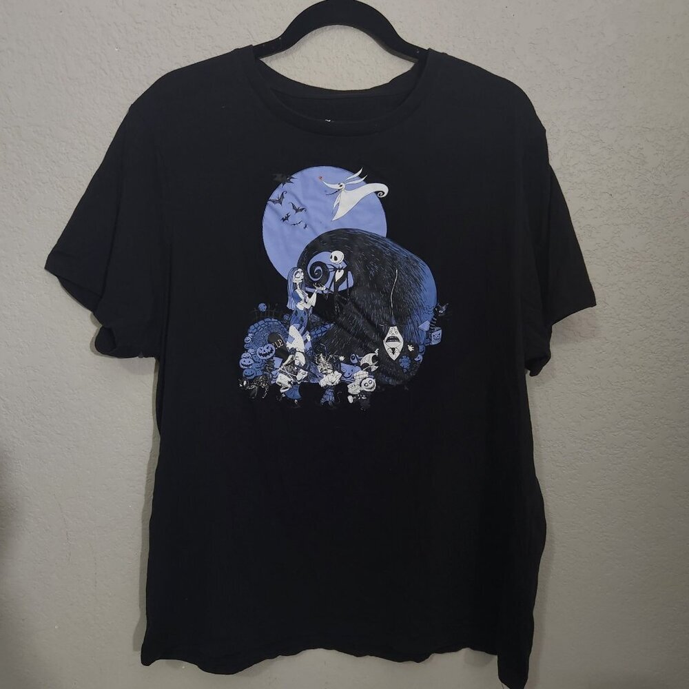 Disney Tim Burtons The Nightmare Before Christmas Graphic T-Shirt Black Size XL